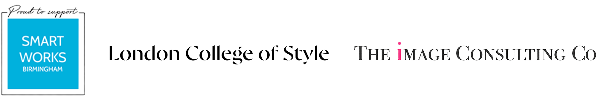 Logos of London College of Style, Smart Works Birmingham and The Image Consulting Company